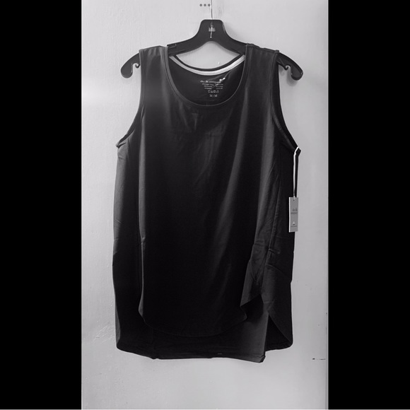 🆕Black-Cotton Rich Curved Hem Tank Top - Picture 2 of 5
